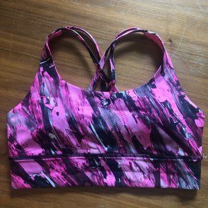 Lululemon Energy Bra- Pink/Black Print -Size 8